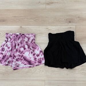 2 shorts bundle BCBGeneration Purple Tie-Dye and Black High Waist Shorts